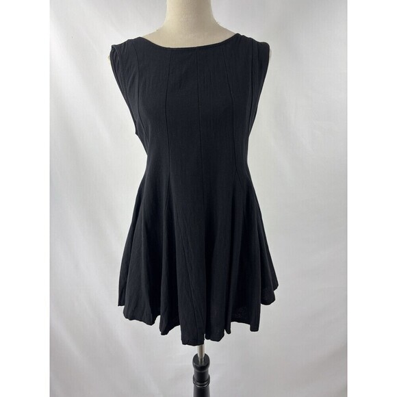 Mable Anthropologie Romper Black Small Sleeveless Low Scoop Back 100% Cotton - Picture 1 of 10
